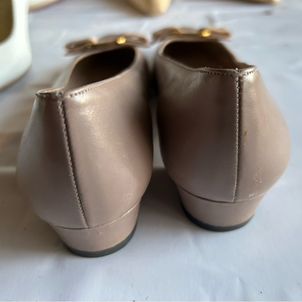 Salvatore Ferragamo Women's Taupe Leather Loafers - Picture 4 of 8